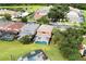 Bird's eye view highlighting homes with screened-in pools, bordered by lush greenery, in a well-planned residential area at 8646 La Isla Dr, Kissimmee, FL 34747