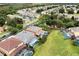 Overhead view capturing rows of homes, interspersed with mature trees, green spaces, and the layout of a suburban community at 8646 La Isla Dr, Kissimmee, FL 34747