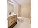 Modern bathroom featuring stylish vanity, shower with new tile and glass at 2201 Flamingo Ave, Deltona, FL 32738