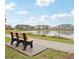 Picturesque view of a community pond with benches, perfect for relaxing by the water at 9971 Highland Sky Aly, Orlando, FL 32832