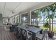 Inviting screened patio with comfortable seating, a lake view, and an outdoor dining area for relaxing and entertaining at 5500 W Lake Butler Rd, Windermere, FL 34786