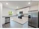 Modern kitchen featuring stainless steel appliances, granite countertops and an island at 576 Bay Leaf Dr, Poinciana, FL 34759