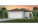 Charming single-story home featuring a two-car garage, landscaped yard, and covered entry at sunset at 6780 Sw 90Th Loop, Ocala, FL 34476