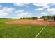 Well-maintained baseball field with a covered dugout, grass infield, and clear sunny skies at 8691 Sw 57Th Ln, Ocala, FL 34481