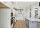 Modern kitchen with white cabinets, stainless steel appliances, and a center island at 16994 Cedar Valley Cir, Clermont, FL 34711
