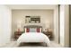 Comfortable bedroom featuring a baseball scoreboard art, cozy bed, and coordinating bedside tables for a sporty retreat at 2109 Lasso Loop, Eagle Lake, FL 33839