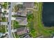 Aerial view of homes in community with pond views at 1322 Aguacate Ct, Orlando, FL 32837