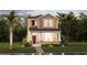Charming two-story home featuring a textured facade, inviting front porch, and manicured landscaping at 1888 Bright Sky Dr, Kissimmee, FL 34744