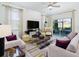 Spacious living room featuring modern decor, comfortable seating, and access to the patio at 3001 Namaste Dr, Clermont, FL 34714