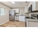 Modern kitchen with stainless steel appliances, granite countertops, and wood-look floors at 1727 Bonita Ave, Orlando, FL 32805
