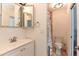 This bathroom has a vanity and a shower at 781 Little Pine Dr, South Daytona, FL 32119