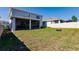 Well maintained backyard, with covered, screened-in patio area, and full privacy fence at 1123 Sugarwood St, Davenport, FL 33837