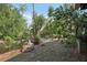 Backyard featuring a pond, tree stump, plants, and flowering trees at 4836 Pebble Beach Dr, Orlando, FL 32811