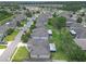 An aerial shot displays homes in a residential area, each featuring well-kept yards and lush landscaping at 6523 Evergreen Park Dr, Lakeland, FL 33813