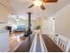 Dining area showcasing hardwood floors, natural light, and open-concept design at 3646 Palm Rd, Lakeland, FL 33810