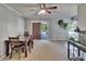 Dining area with view to kitchen and backyard, providing a seamless flow for entertaining at 1716 Bayou Cir, Lakeland, FL 33803