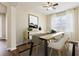 Dining area featuring modern decor, a ceiling fan, and a large window at 392 Summer Squall Rd, Davenport, FL 33837