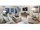 Cozy living room with stylish decor, a contemporary entertainment center, and ample natural light at 1038 Foreshore Ln, Haines City, FL 33844