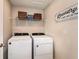 Bright laundry area features modern washer and dryer, shelving and a charming laundry sign at 4039 Gardenia Ave, Lake Hamilton, FL 33851