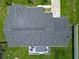 Aerial view of the house with gray shingles, patio set and green grass at 4730 Se 141St Pl, Summerfield, FL 34491
