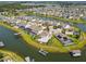 An aerial view of waterfront homes in a desirable community with a tranquil lake setting at 4950 Chase Ct, St Cloud, FL 34772