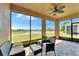 Relaxing screened-in patio featuring comfortable seating and views of the beautiful lake and scenery at 2612 Canyon Crest Dr, Lakeland, FL 33811
