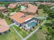 Aerial view showcasing a beautiful pool and backyard bordered by a white fence at 3939 Sunset Lake Dr, Lakeland, FL 33810