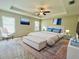 Spacious main bedroom features a tray ceiling, a ceiling fan and two bedside tables with lamps at 6376 Sw 117Th Street Rd, Ocala, FL 34476