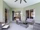 Inviting covered patio featuring a ceiling fan and comfortable seating, perfect for relaxation and entertaining at 2806 Spinning Silk Ct, Kissimmee, FL 34747