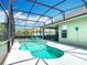 Beautiful in-ground pool and spa with screened enclosure, surrounded by lush landscaping for privacy at 2806 Spinning Silk Ct, Kissimmee, FL 34747
