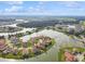 Aerial view of waterfront community with houses lining a lake, offering stunning water views at 1140 Terralago Way, Kissimmee, FL 34746