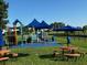 Community playground with picnic tables, shade and modern play equipment at 1140 Terralago Way, Kissimmee, FL 34746