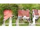 Top-down aerial shot of a home with a red roof amidst lush greenery and neighboring houses at 2524 Albion Ave, Orlando, FL 32833