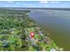 Aerial view of waterfront homes along canal with lush greenery and access to the river at 718 Cr 467, Lake Panasoffkee, FL 33538