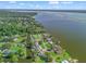 Stunning aerial view of waterfront homes with access to beautiful lake and lush green surroundings at 718 Cr 467, Lake Panasoffkee, FL 33538