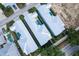 Birds eye view of brightly colored homes, some with pools, featuring modern white metal roofs at 1430 Reunion Blvd, Reunion, FL 34747