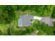 Aerial view of the home showcasing its private backyard, screened pool, and mature trees at 9530 Sw 189Th Ct, Dunnellon, FL 34432