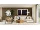 Comfortable living room with a plush sofa, modern artwork, and natural light, creating a serene atmosphere at 967 Hour Glass Rd, Lakeland, FL 33801