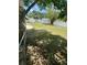 A backyard featuring a shed, a fire pit, a tree, and a chain-link fence at 1923 Beechwood Dr, Lakeland, FL 33803