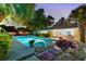 Inviting pool area with a dining set, perfect for outdoor entertaining and enjoying warm evenings at 2110 Reaney Rd, Lakeland, FL 33803