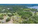 A scenic view of a house nestled among lush trees, featuring a pond and multiple outbuildings, creating a serene landscape at 21551 Lake Seneca Rd, Eustis, FL 32736