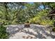 Paver patio with a fire pit, benches, and lush greenery creating a peaceful outdoor space at 1625 Itchepackesassa Dr, Lakeland, FL 33810