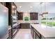 Elegant kitchen boasting stainless steel appliances, dark wood cabinets, and a bright center island at 383 Blue Lake Cir, Kissimmee, FL 34758