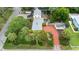 Aerial view of residence showcasing mature landscaping, brick driveway, and convenient location at 1226 Se 9Th Ave, Ocala, FL 34471