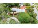 Aerial view of home showcasing the charming architecture, circular driveway, and lush landscaping at 1226 Se 9Th Ave, Ocala, FL 34471