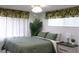 The bedroom showcases tranquil green hues, complemented by tropical print accents at 1423 Spruce N Rd, Lakeland, FL 33809