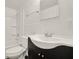 Bathroom featuring a modern vanity, a toilet, and a shower-tub combo at 28712 Azalea Ave, Paisley, FL 32767