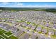 A bird's eye view presents a dense residential area with uniform homes, manicured lawns and organized street layouts at 2296 Crossbow St, Clermont, FL 34715