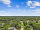 Vast aerial perspective showcasing a residential community immersed in greenery with scattered clouds above at 4221 Meadowbend Ct, Lakeland, FL 33811