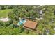 Aerial view showcasing a private pool and backyard at 454 San Jose Dr, Winter Haven, FL 33884